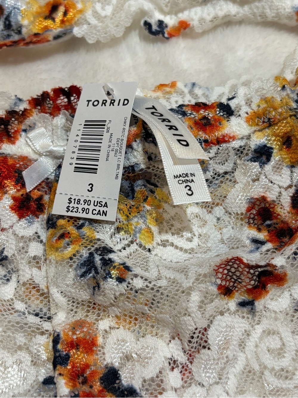 Torrid Floral Lace Bralette & Cheeky Panty Set Size 3 Plus Size NWT - Picture 3 of 5